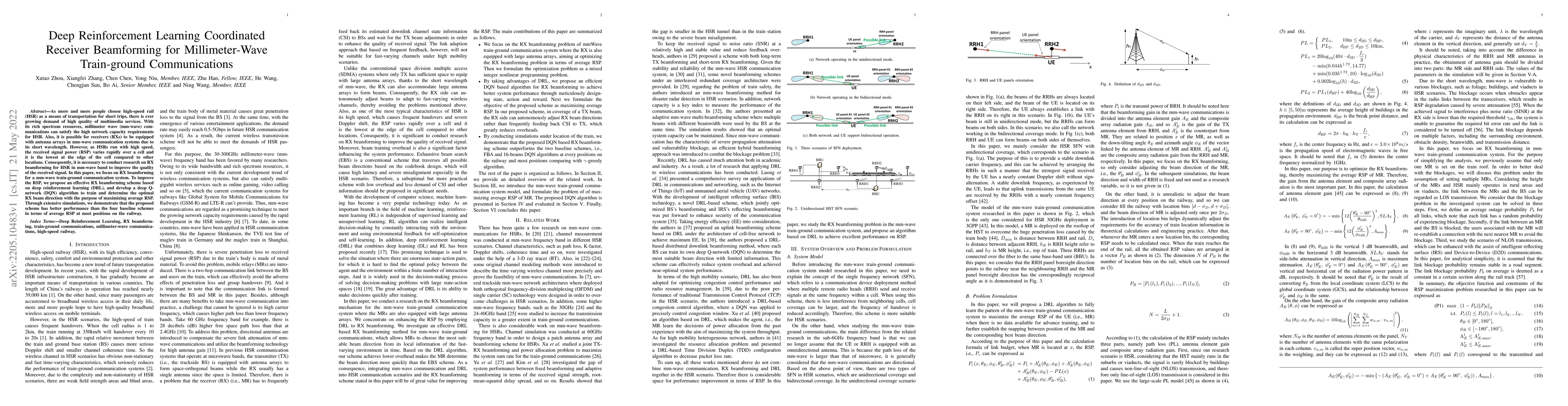 Thumbnail for Deep Reinforcement Learning Coordinated Receiver Beamforming for
  Millimeter-Wave Train-ground Communications