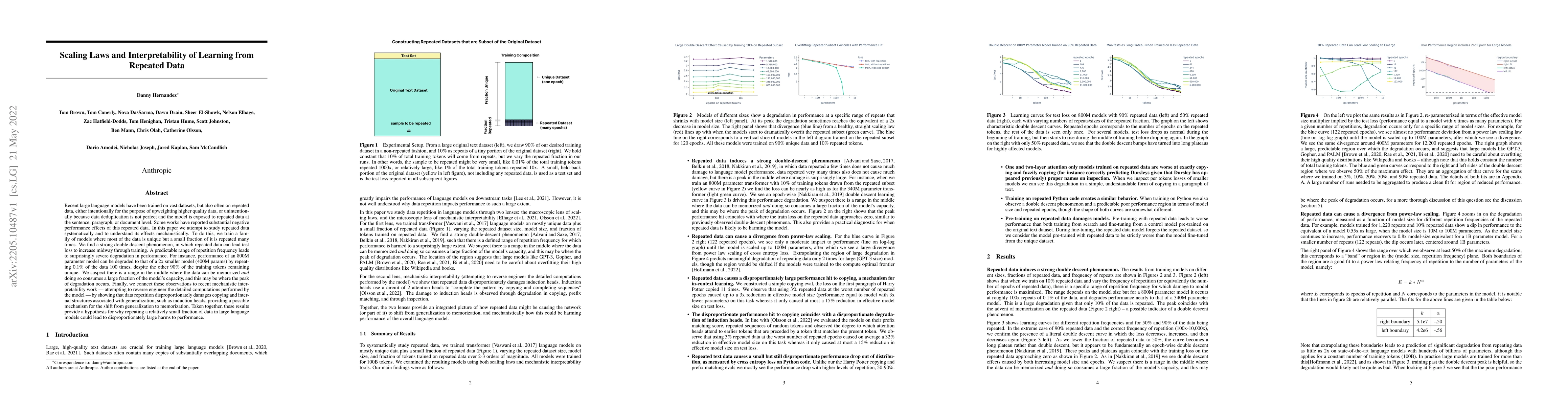 Thumbnail for Scaling Laws and Interpretability of Learning from Repeated Data