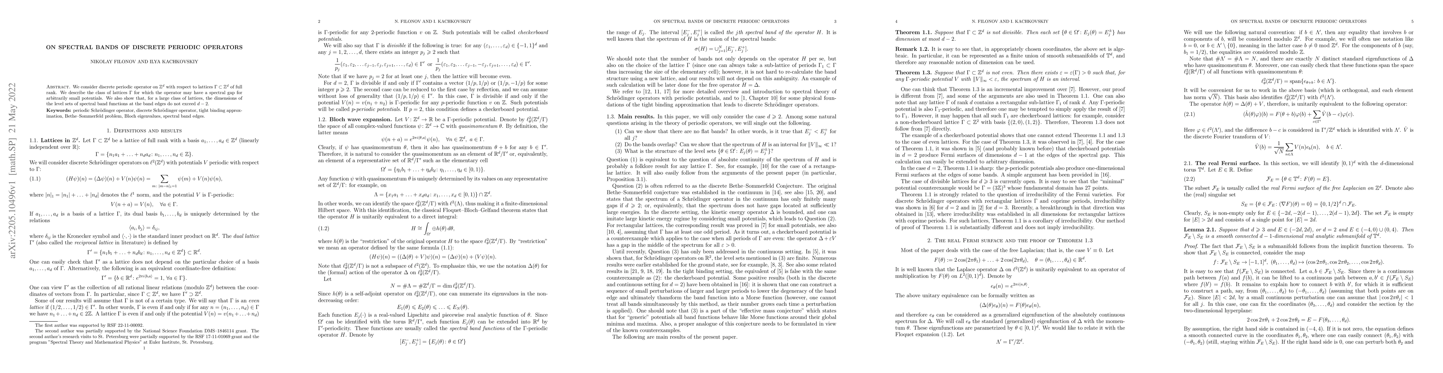 Thumbnail for On spectral bands of discrete periodic operators