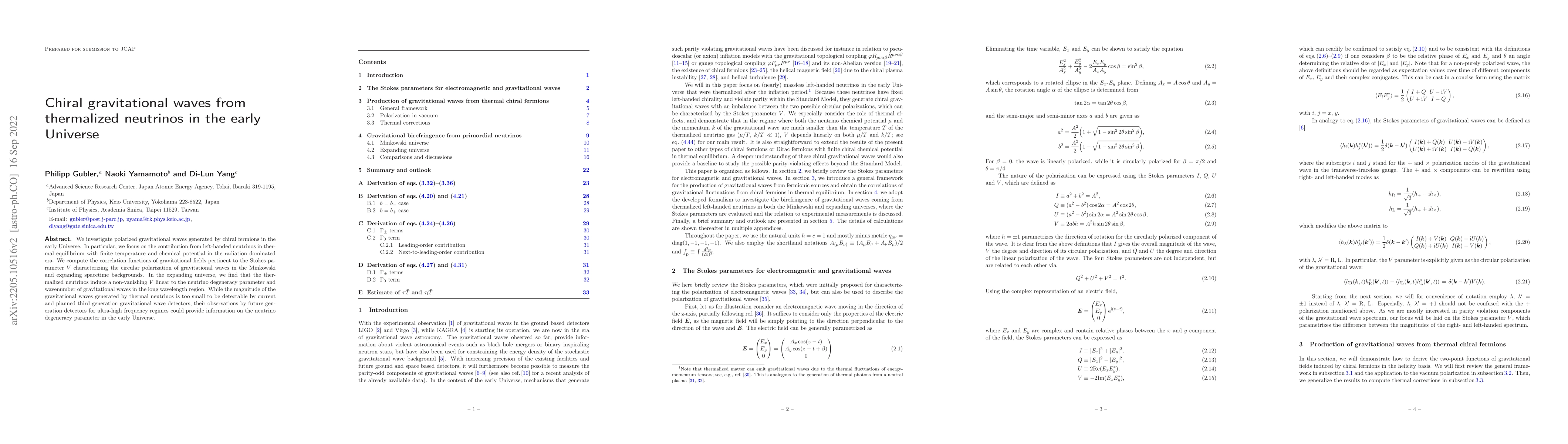 Thumbnail for Chiral gravitational waves from thermalized neutrinos in the early
  Universe