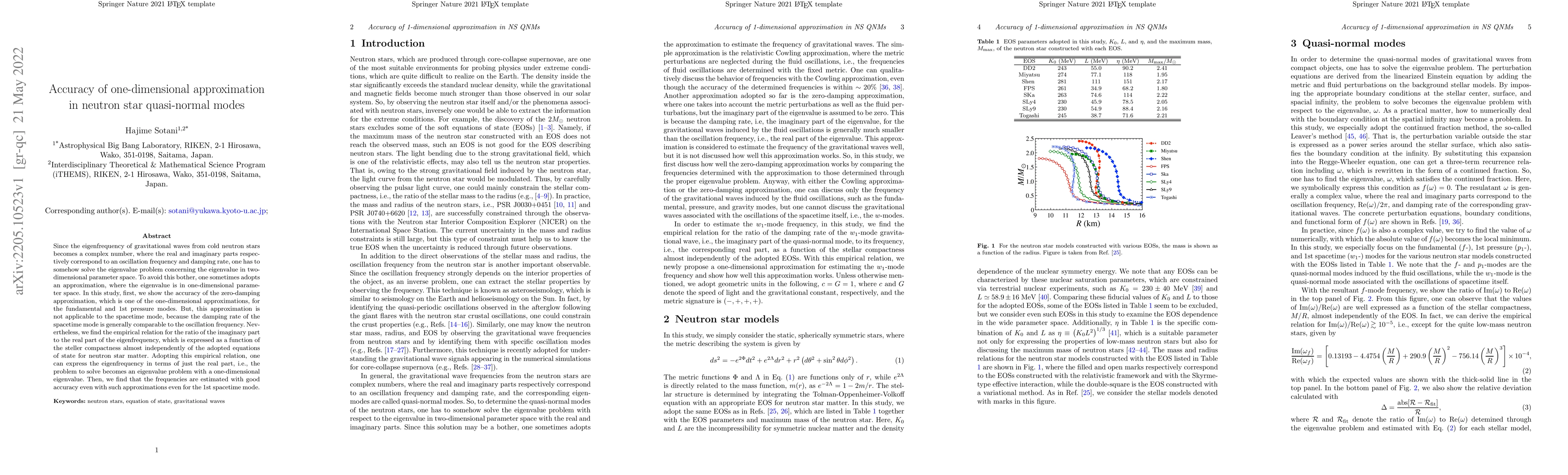 Thumbnail for Accuracy of one-dimensional approximation in neutron star quasi-normal
  modes