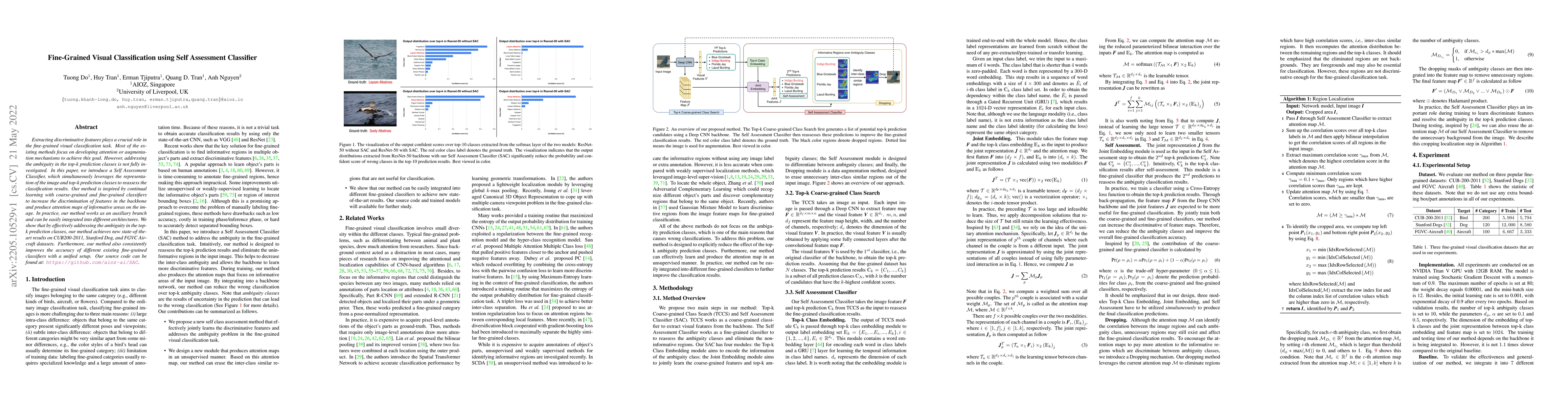 Thumbnail for Fine-Grained Visual Classification using Self Assessment Classifier