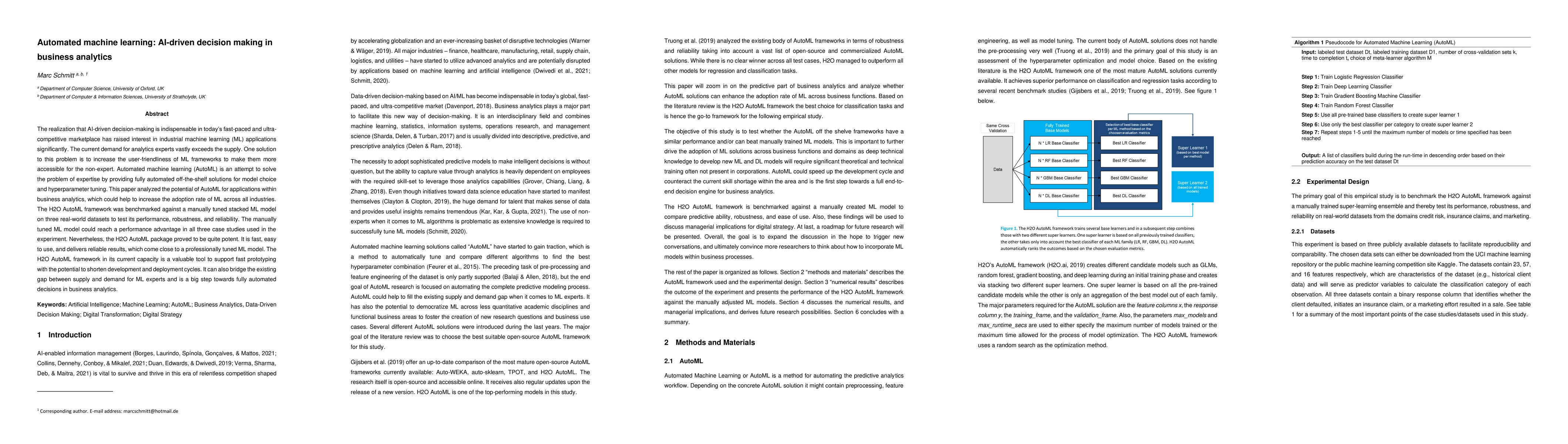 Thumbnail for Automated machine learning: AI-driven decision making in business
  analytics