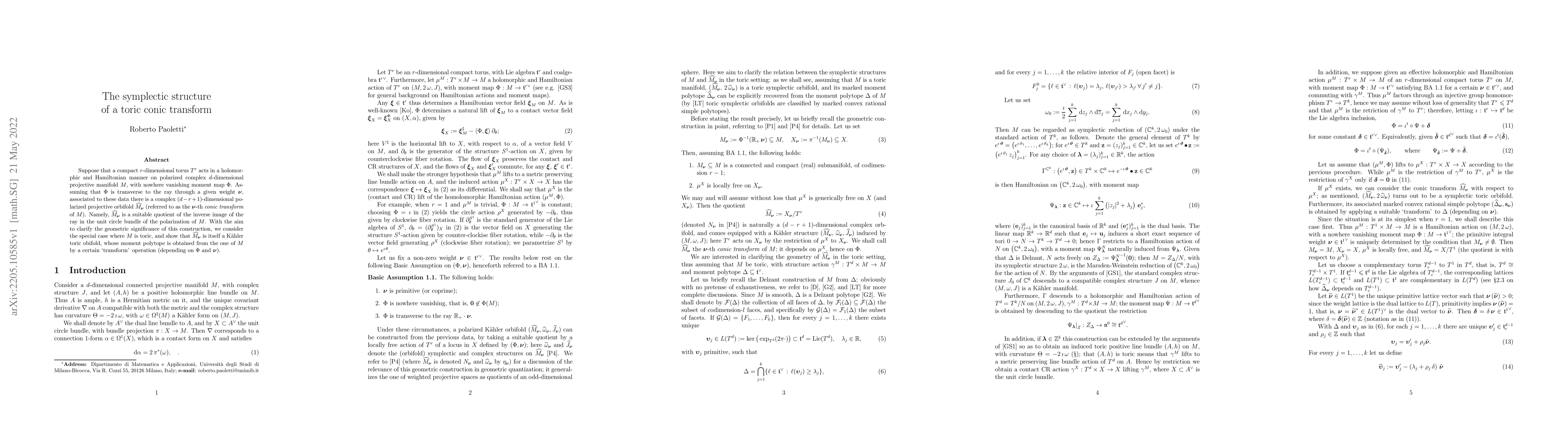 Thumbnail for The symplectic structure of a toric conic transform