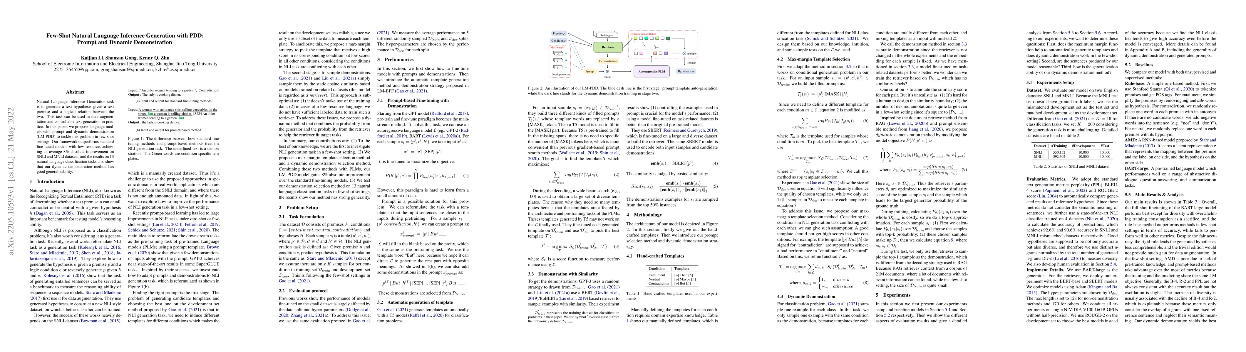 Thumbnail for Few-Shot Natural Language Inference Generation with PDD: Prompt and
  Dynamic Demonstration