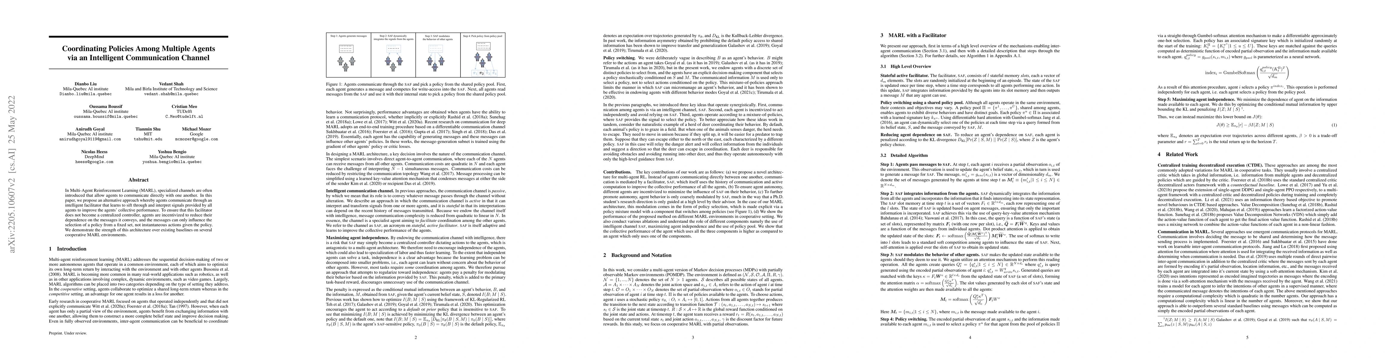 Thumbnail for Coordinating Policies Among Multiple Agents via an Intelligent
  Communication Channel