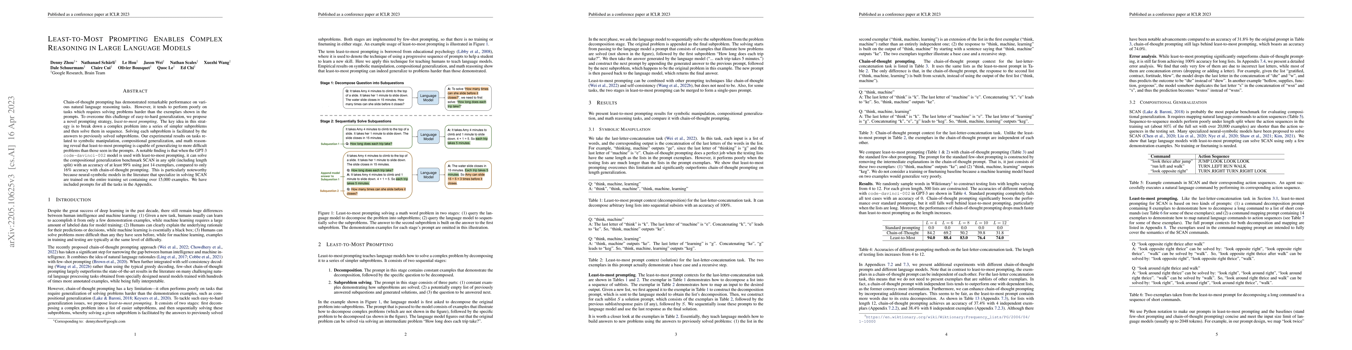 Thumbnail for Least-to-Most Prompting Enables Complex Reasoning in Large Language
  Models