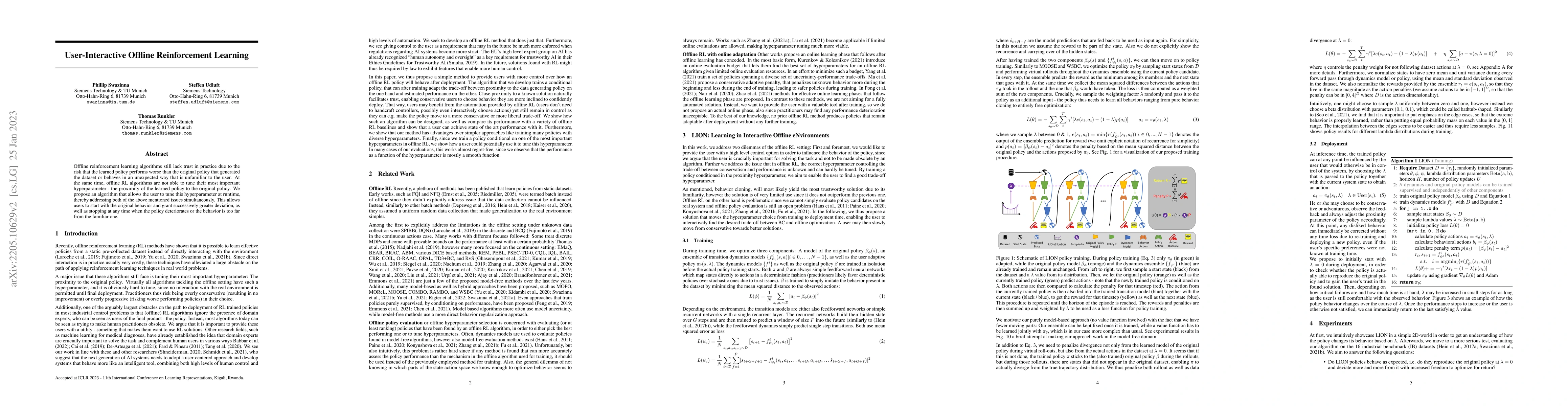 Thumbnail for User-Interactive Offline Reinforcement Learning