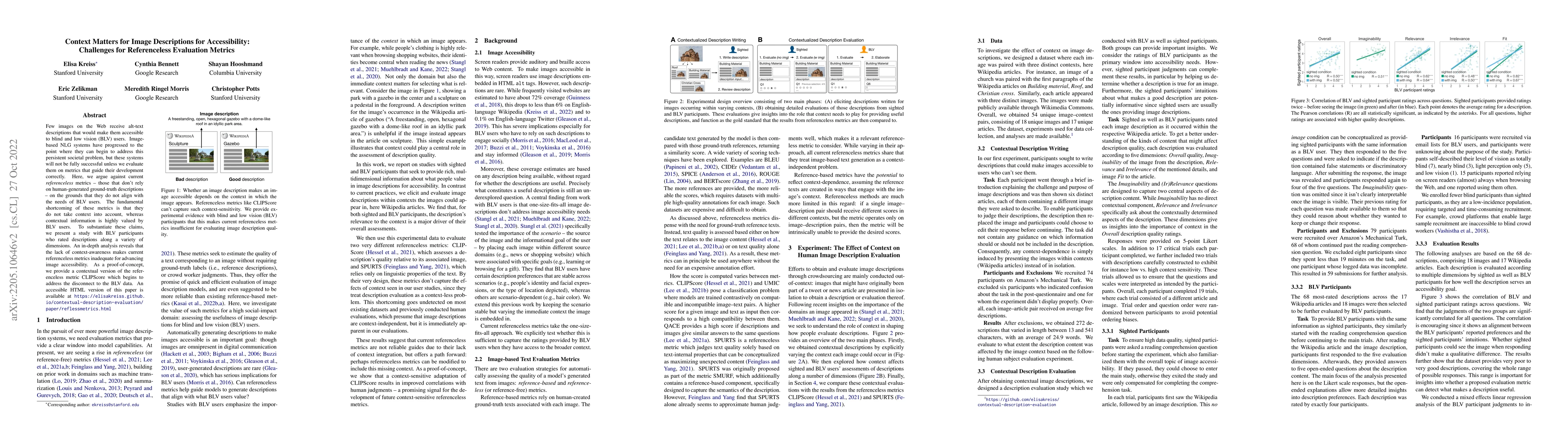 Thumbnail for Context Matters for Image Descriptions for Accessibility: Challenges for
  Referenceless Evaluation Metrics