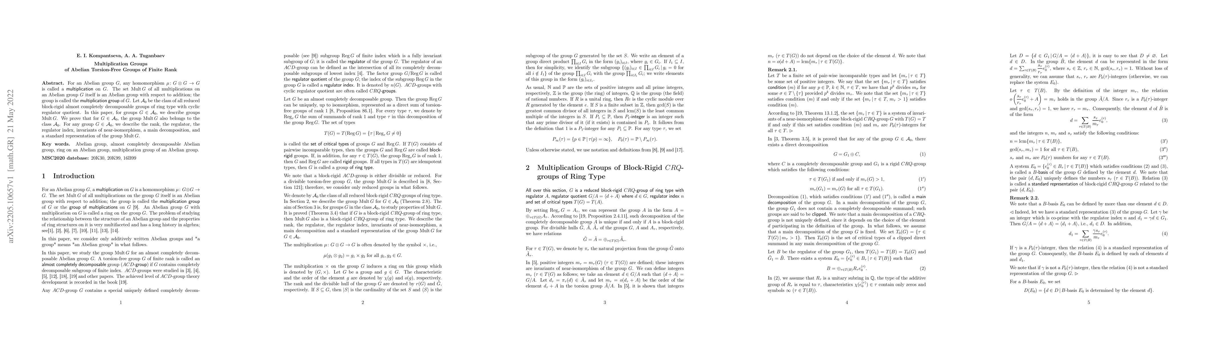 Thumbnail for Multiplication Groups of Abelian Torsion-Free Groups of Finite Rank