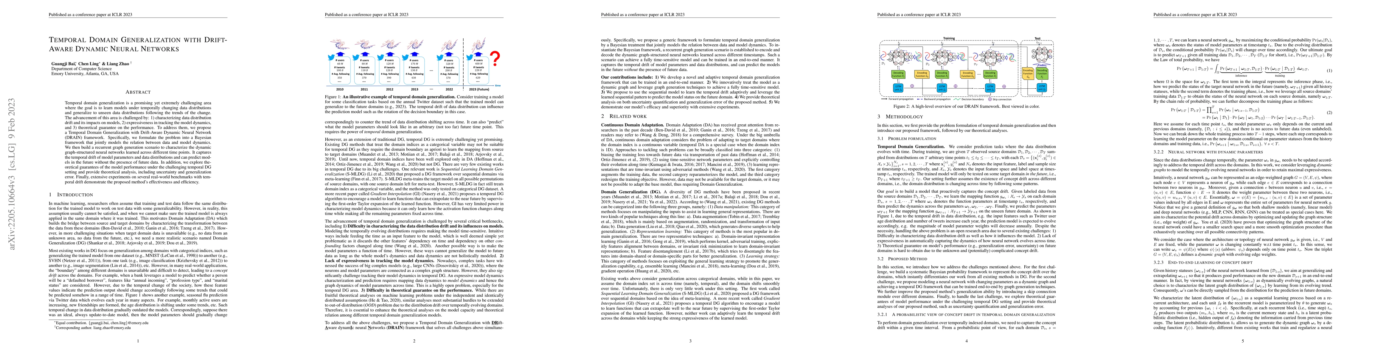Thumbnail for Temporal Domain Generalization with Drift-Aware Dynamic Neural Networks