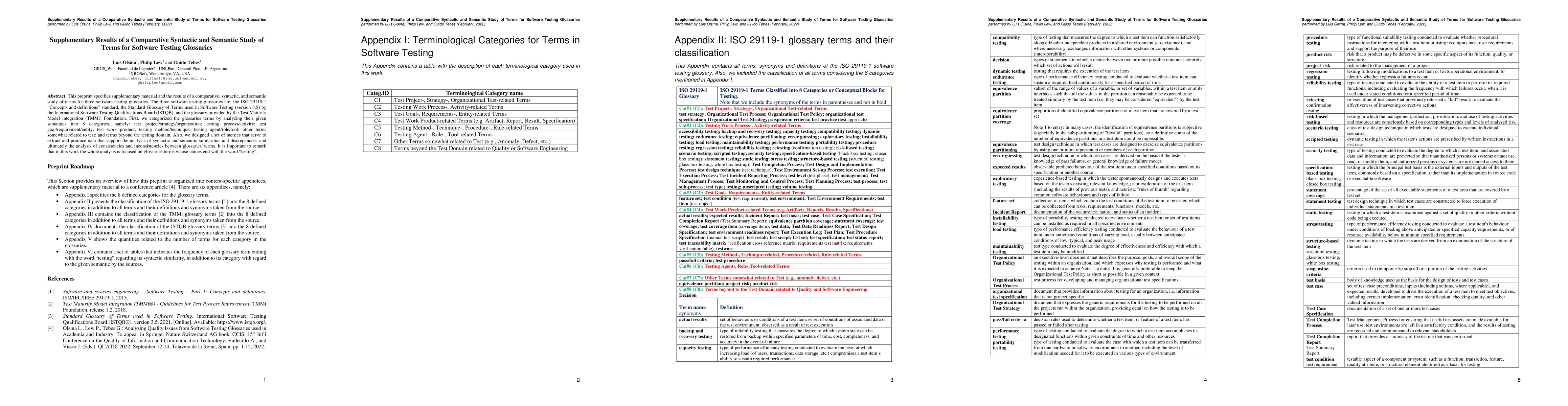 Thumbnail for Supplementary Results of a Comparative Syntactic and Semantic Study of
  Terms for Software Testing Glossaries