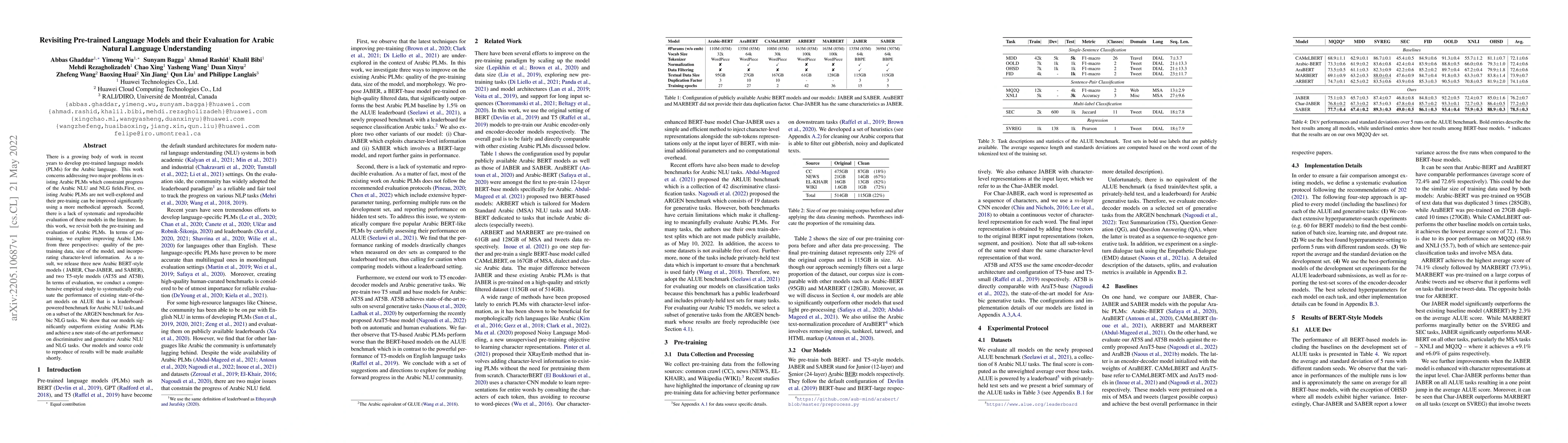 Thumbnail for Revisiting Pre-trained Language Models and their Evaluation for Arabic
  Natural Language Understanding