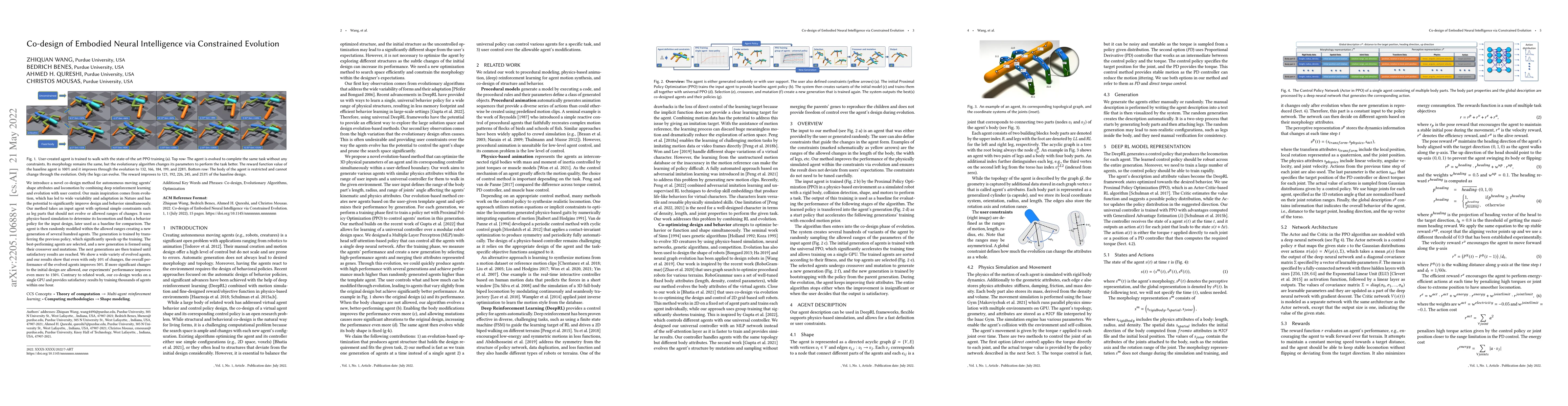 Thumbnail for Co-design of Embodied Neural Intelligence via Constrained Evolution