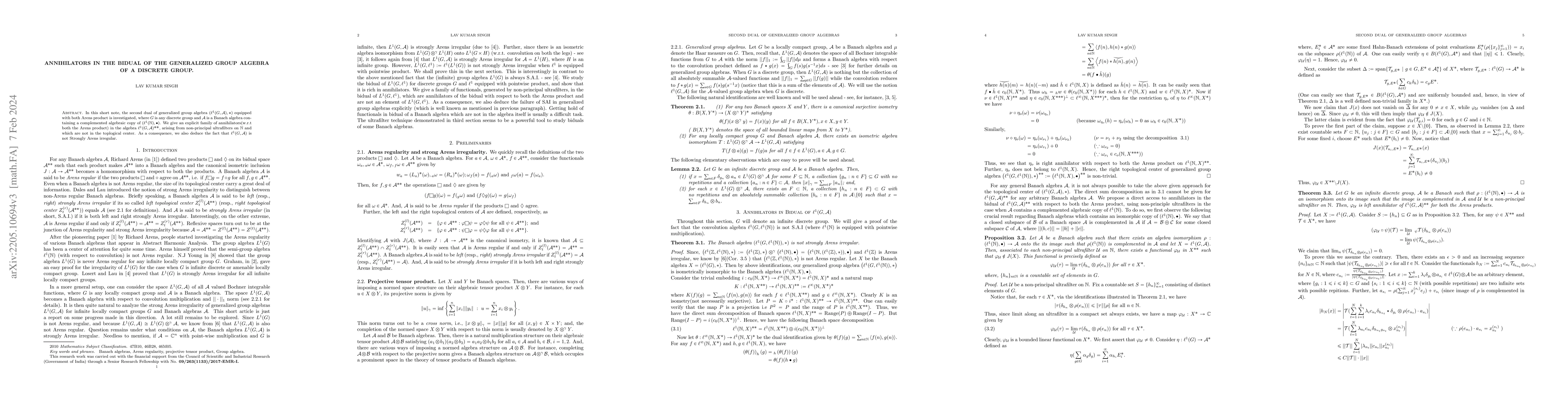 Thumbnail for Annihilators in the bidual of generalized group algebra of a discrete
  group