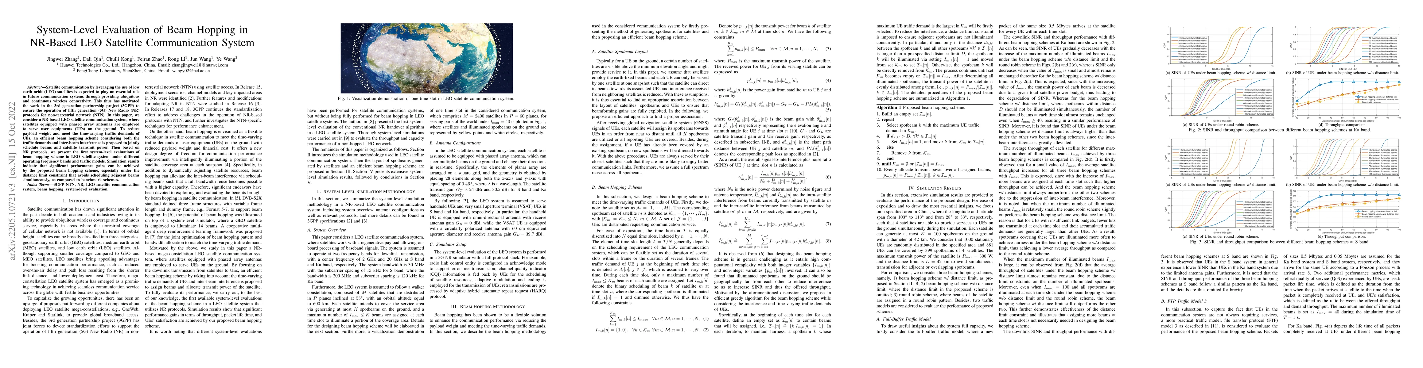Thumbnail for System-Level Evaluation of Beam Hopping in NR-Based LEO Satellite
  Communication System
