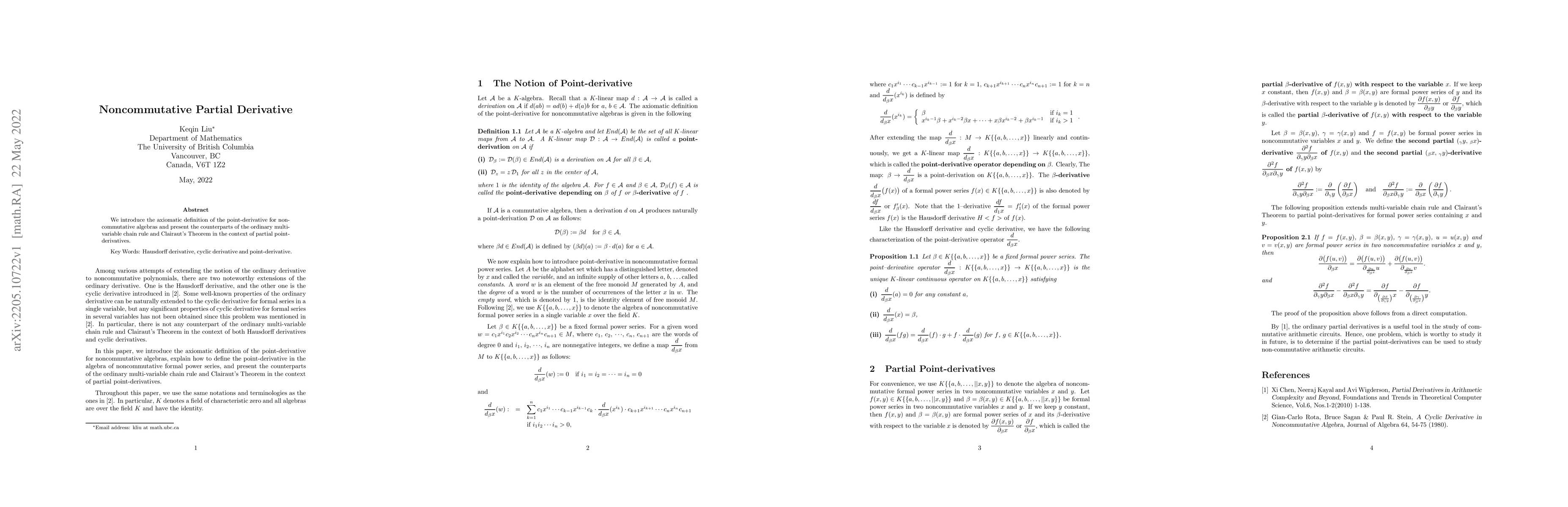Thumbnail for Noncommutative Partial Derivative