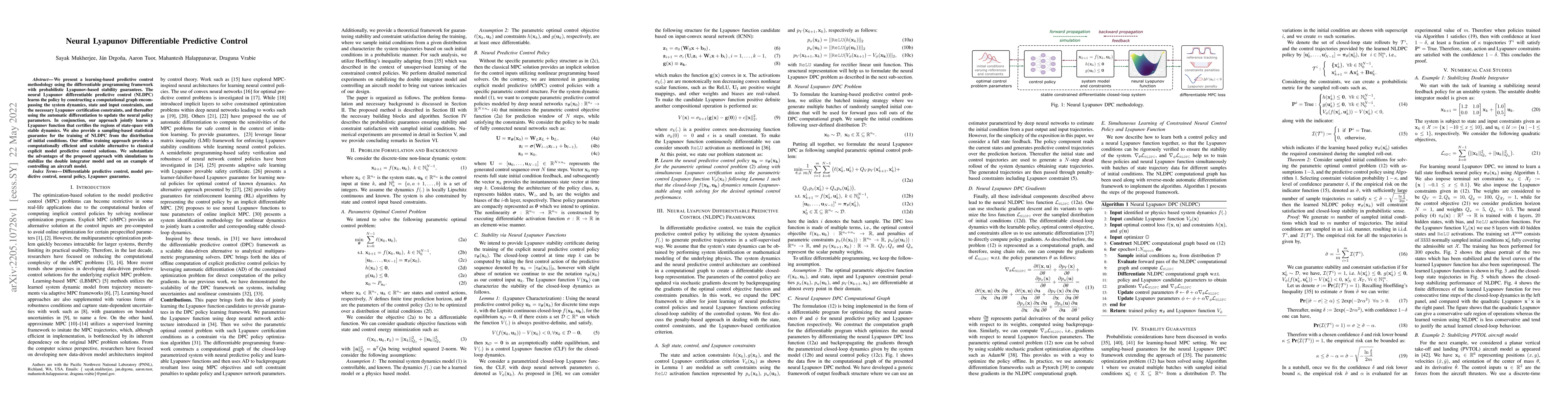 Thumbnail for Neural Lyapunov Differentiable Predictive Control
