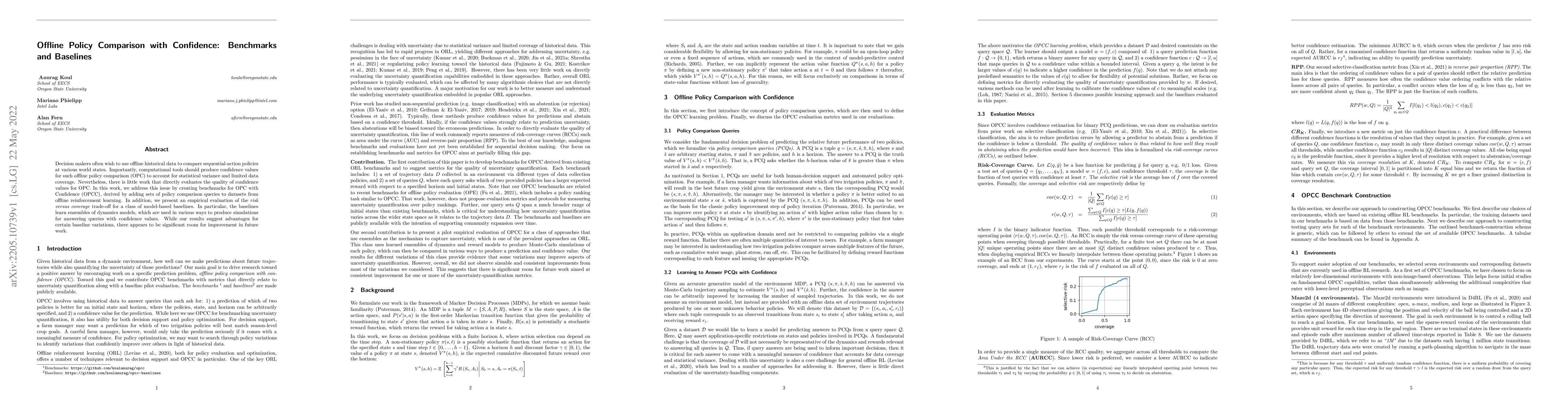 Thumbnail for Offline Policy Comparison with Confidence: Benchmarks and Baselines