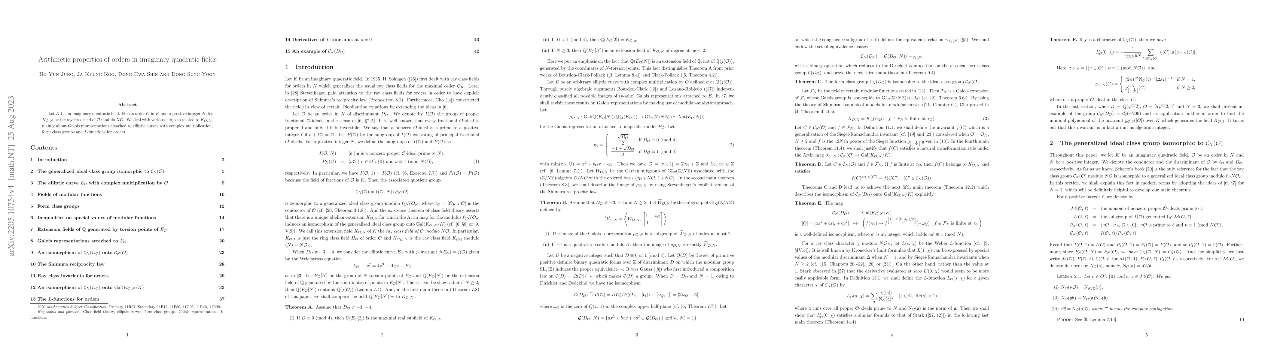 Thumbnail for Arithmetic properties of orders in imaginary quadratic fields
