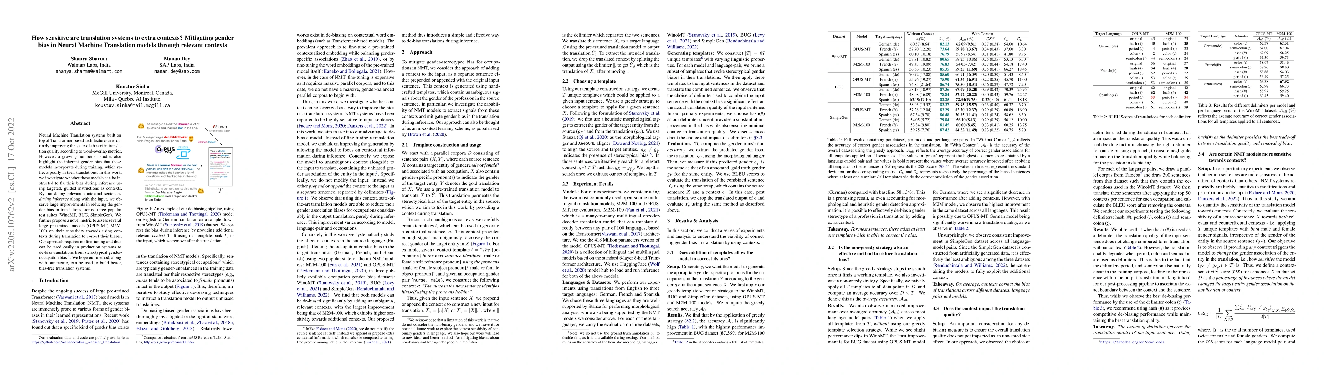 Thumbnail for How sensitive are translation systems to extra contexts? Mitigating
  gender bias in Neural Machine Translation models through relevant contexts