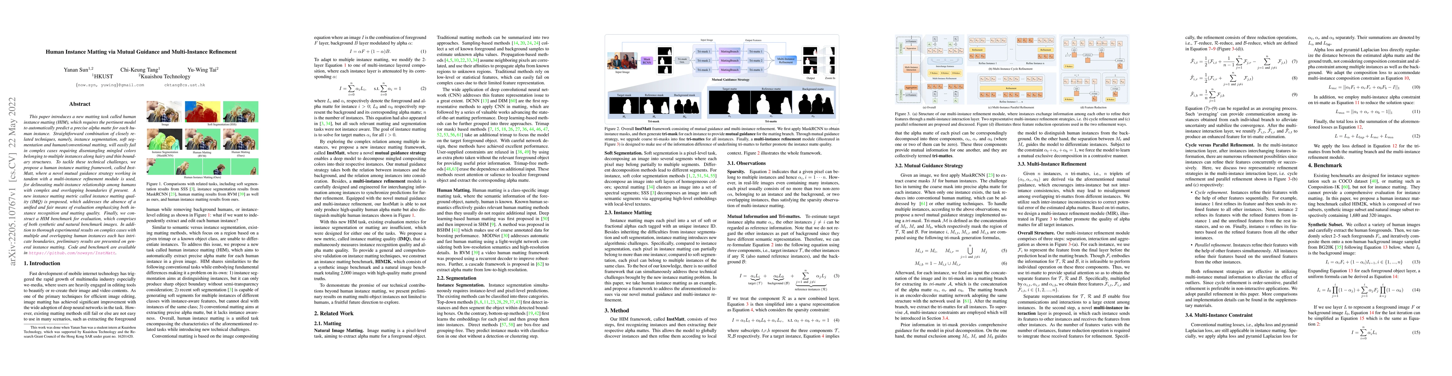 Thumbnail for Human Instance Matting via Mutual Guidance and Multi-Instance Refinement