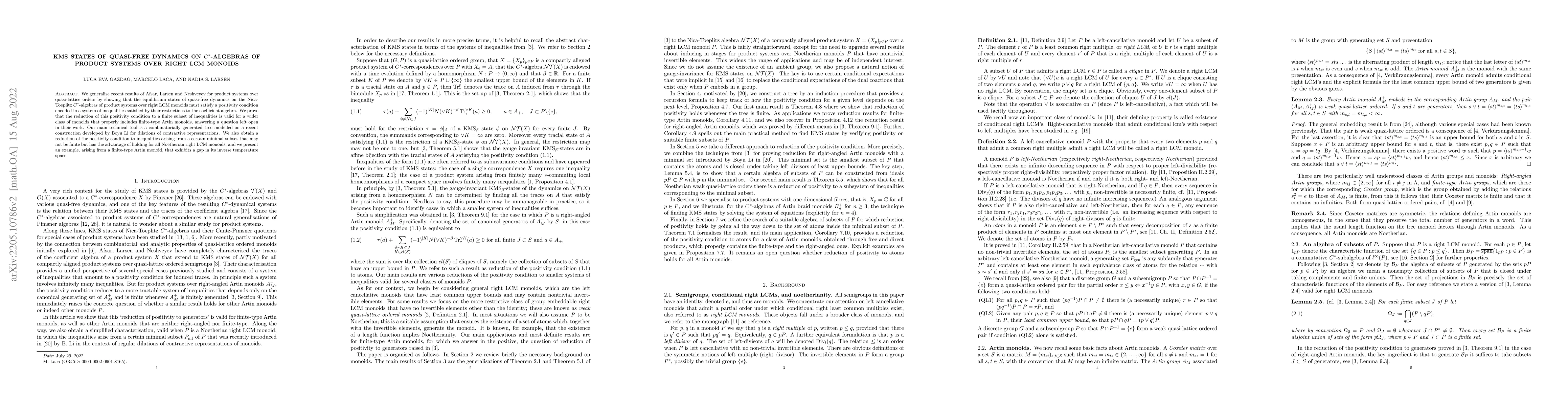 Thumbnail for KMS states of quasi-free dynamics on $C^*$-algebras of product systems
  over right LCM monoids