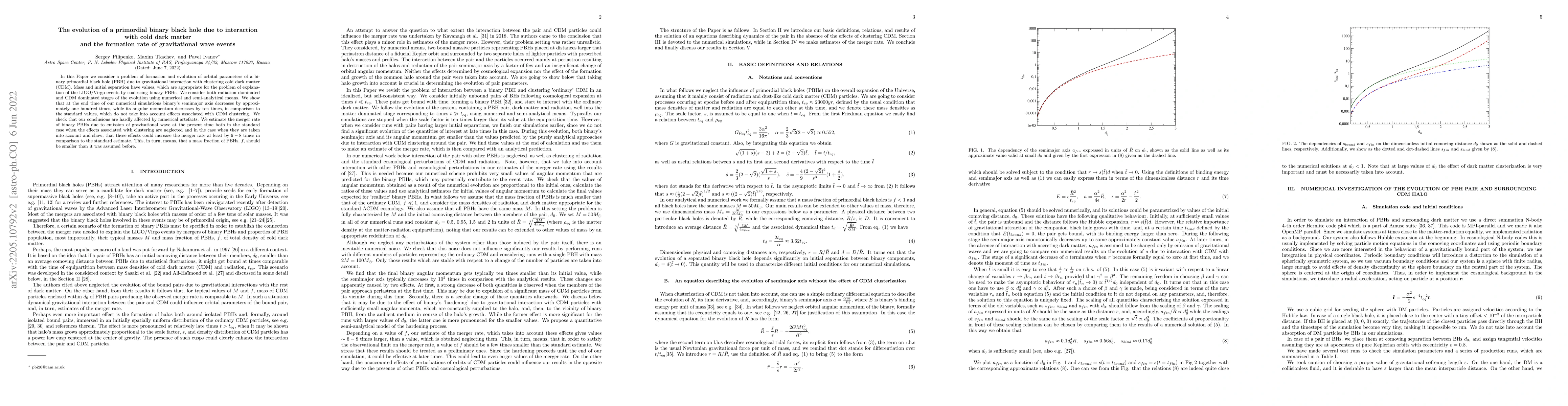 Thumbnail for The evolution of a primordial binary black hole due to interaction with
  cold dark matter and the formation rate of gravitational wave events