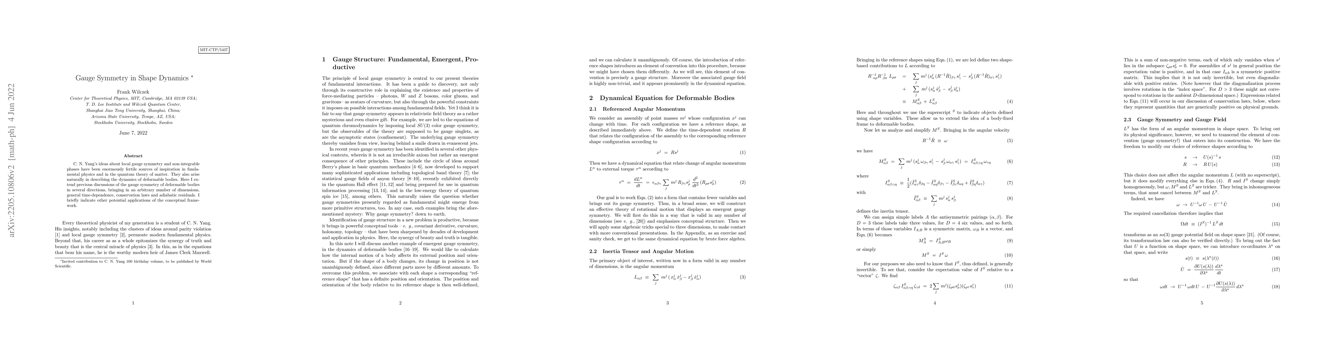 Thumbnail for Gauge Symmetry in Shape Dynamics