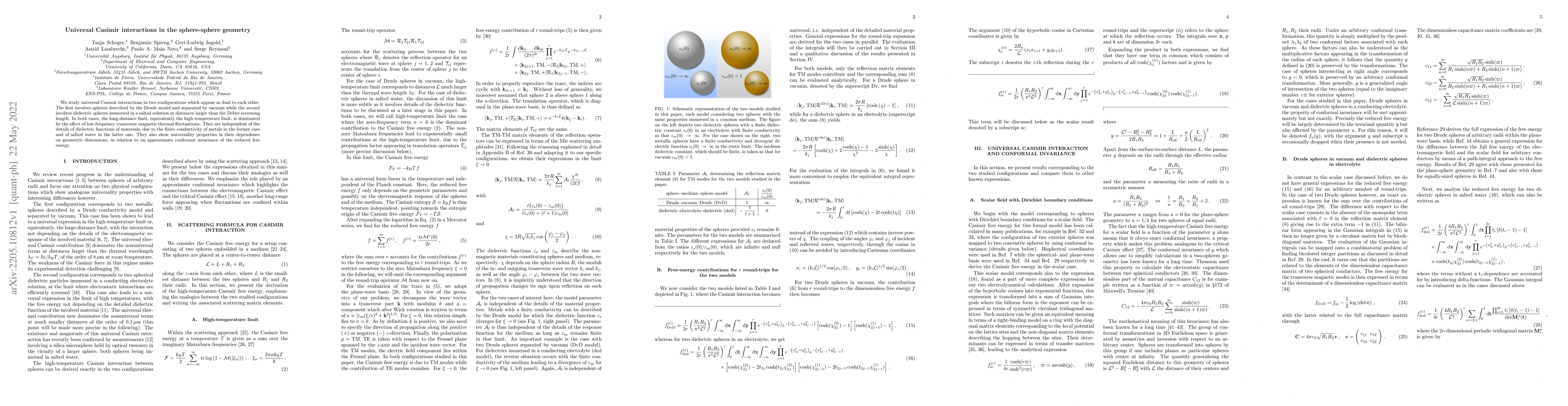 Thumbnail for Universal Casimir interactions in the sphere-sphere geometry
