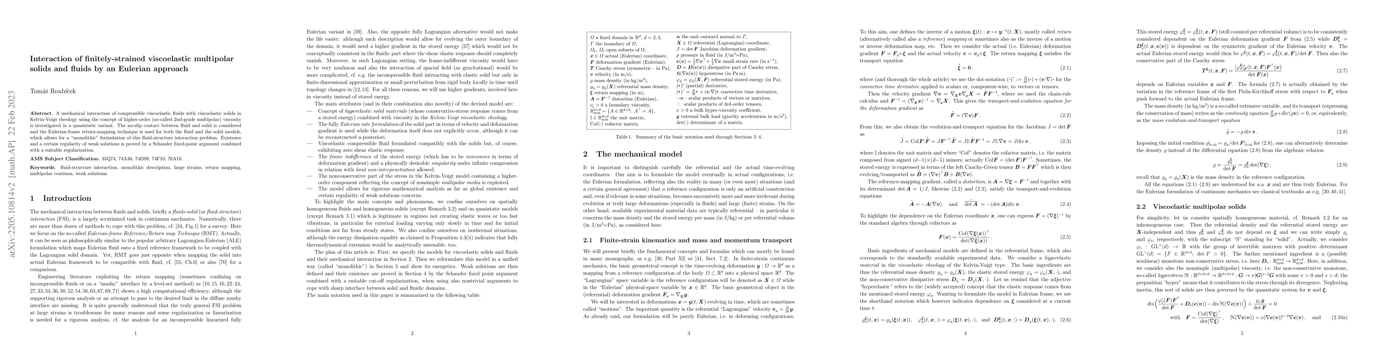 Thumbnail for Interaction of finitely-strained viscoelastic multipolar solids and
  fluids by an Eulerian approach