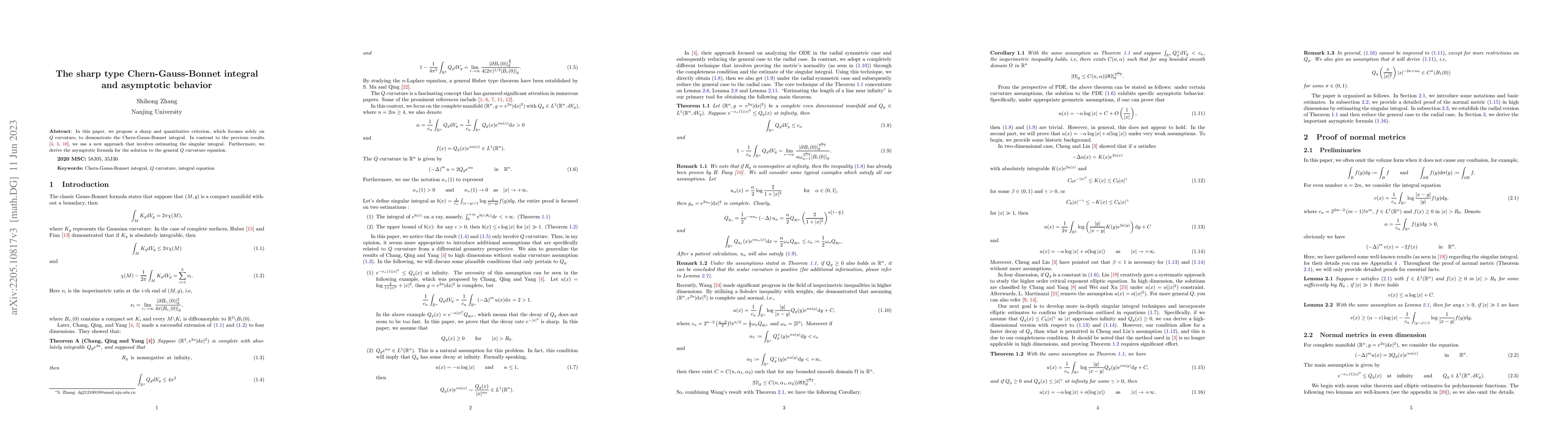 Thumbnail for The sharp type Chern-Gauss-Bonnet integral and asymptotic behavior