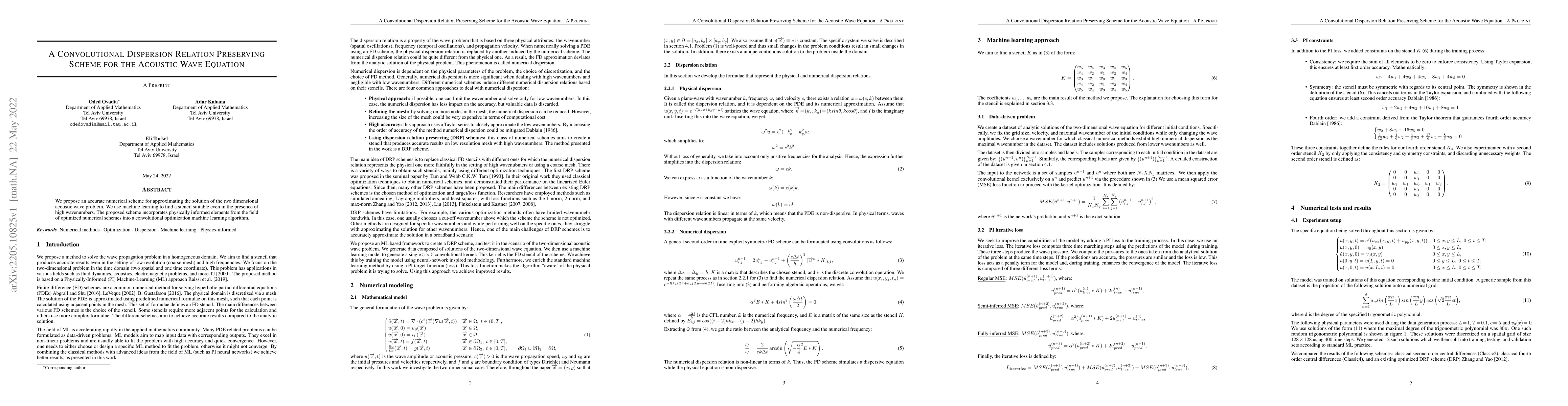 Thumbnail for A Convolutional Dispersion Relation Preserving Scheme for the Acoustic
  Wave Equation