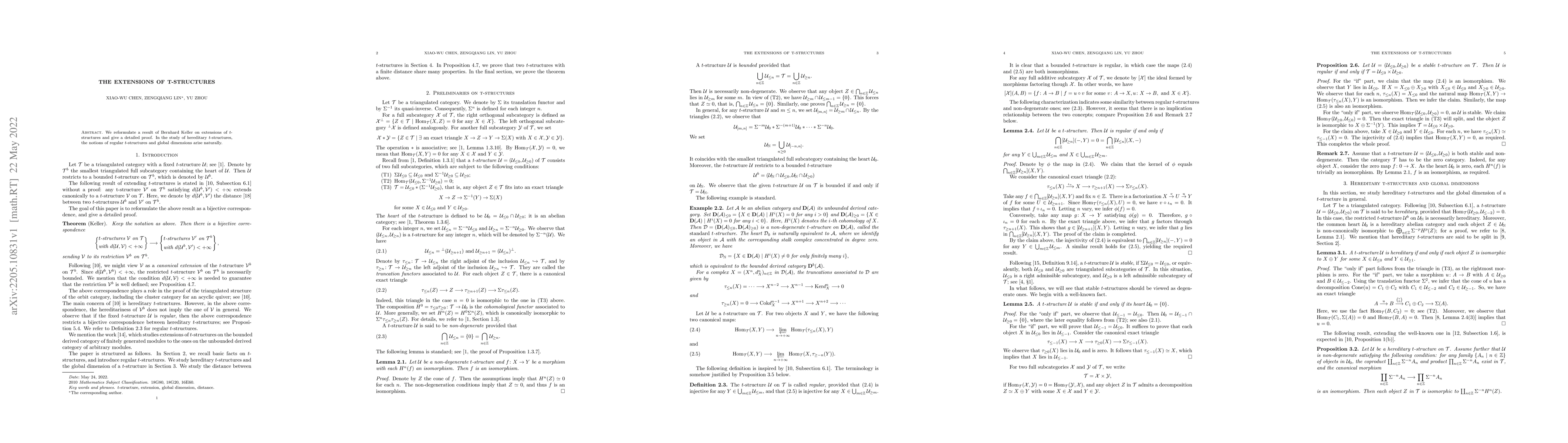Thumbnail for The extensions of t-structures
