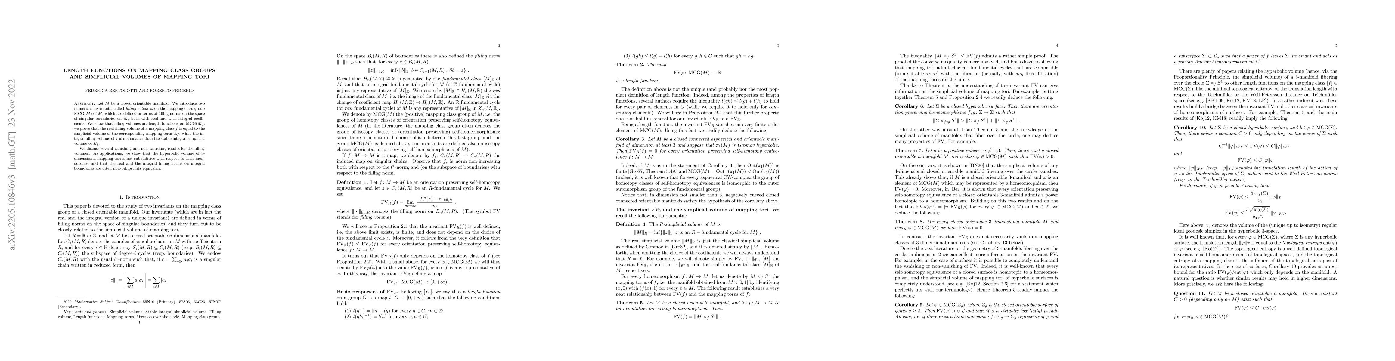 Thumbnail for Length functions on mapping class groups and simplicial volumes of
  mapping tori