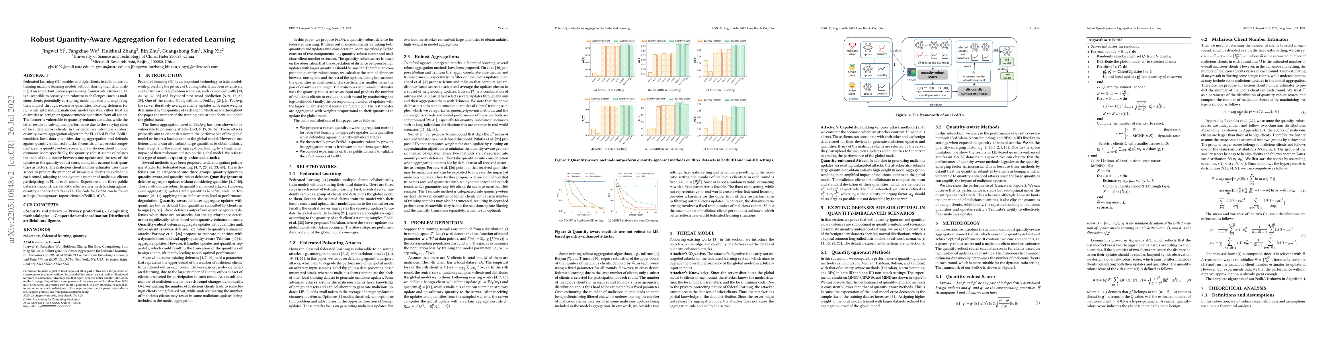 Thumbnail for Robust Quantity-Aware Aggregation for Federated Learning