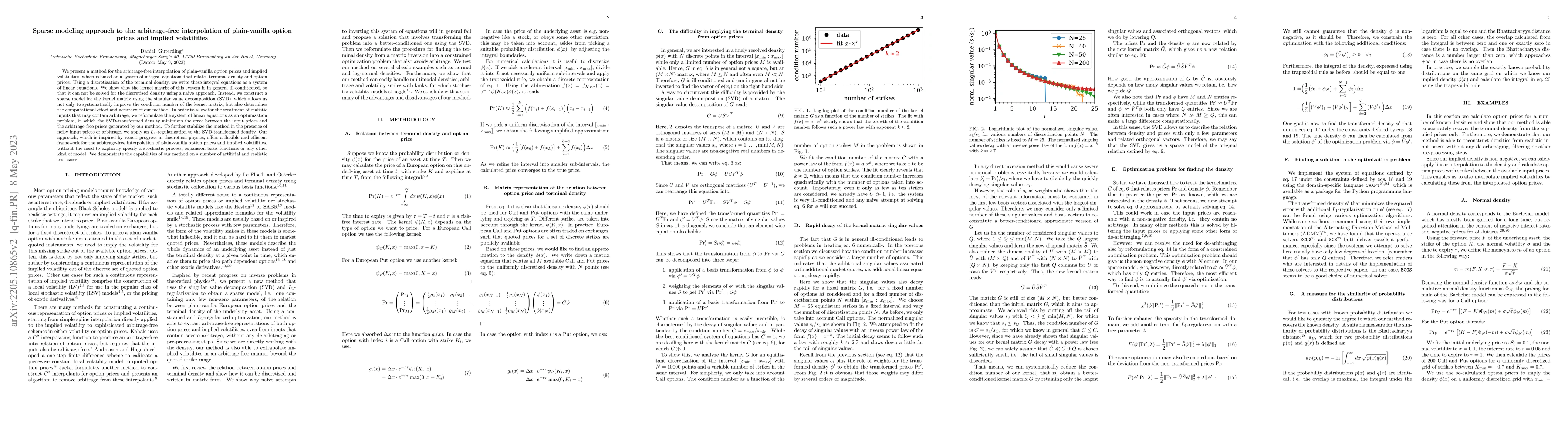 Thumbnail for Sparse modeling approach to the arbitrage-free interpolation of
  plain-vanilla option prices and implied volatilities
