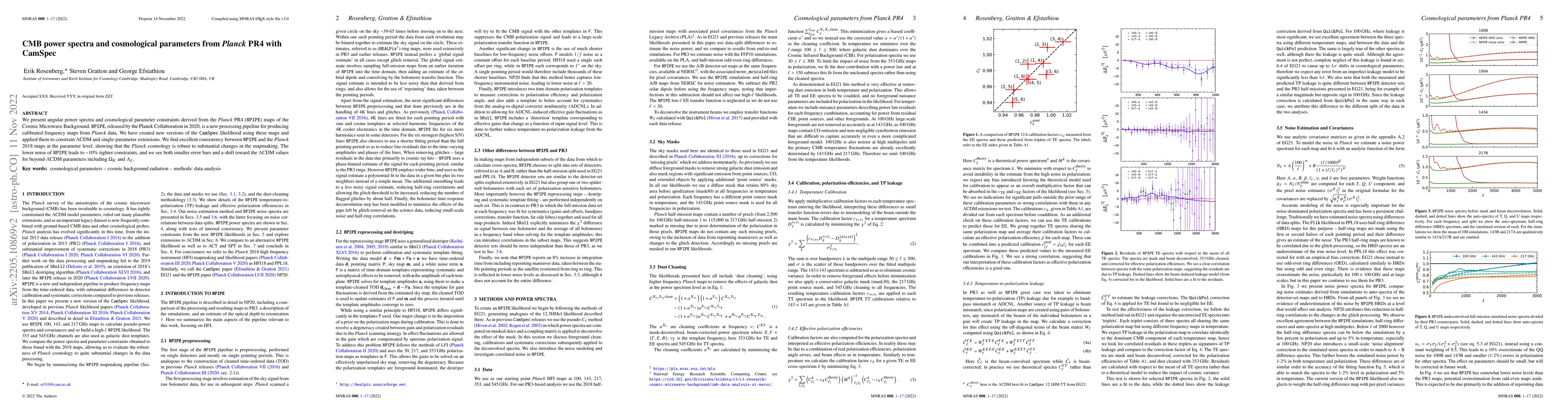 Thumbnail for CMB power spectra and cosmological parameters from Planck PR4 with
  CamSpec