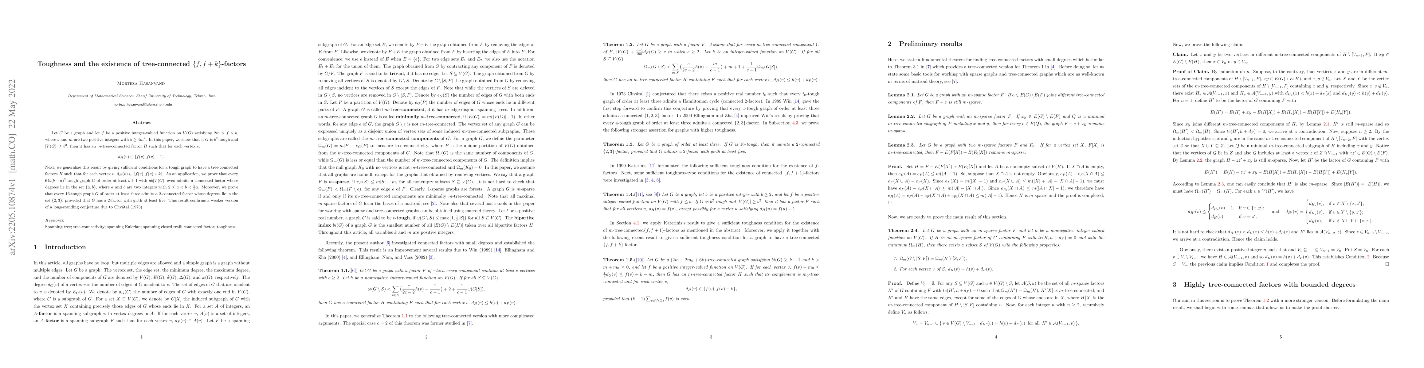 Thumbnail for Toughness and the existence of tree-connected $\{f,f+k\}$-factors