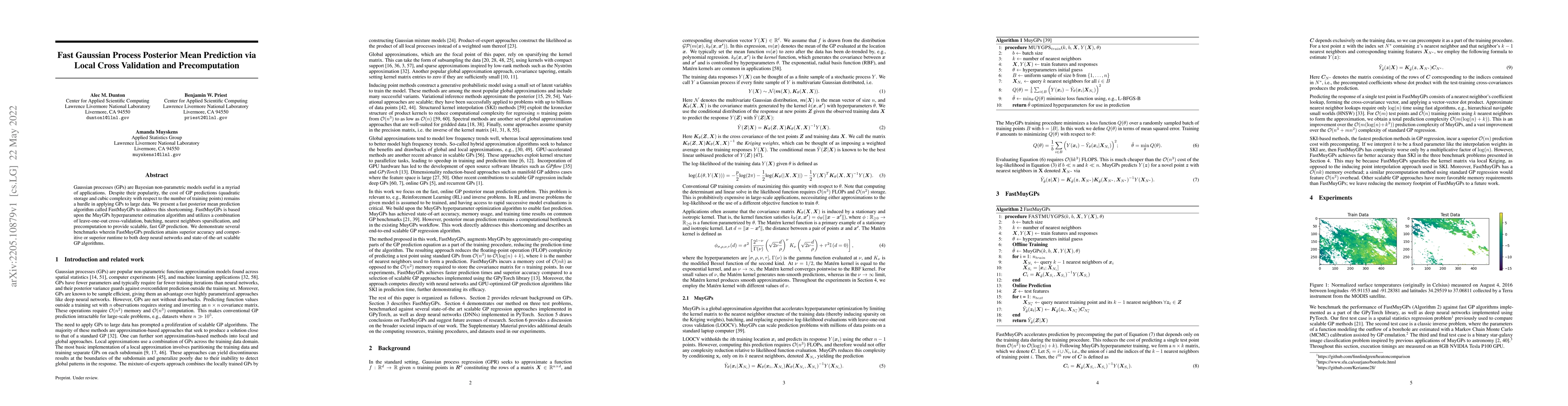 Thumbnail for Fast Gaussian Process Posterior Mean Prediction via Local Cross
  Validation and Precomputation