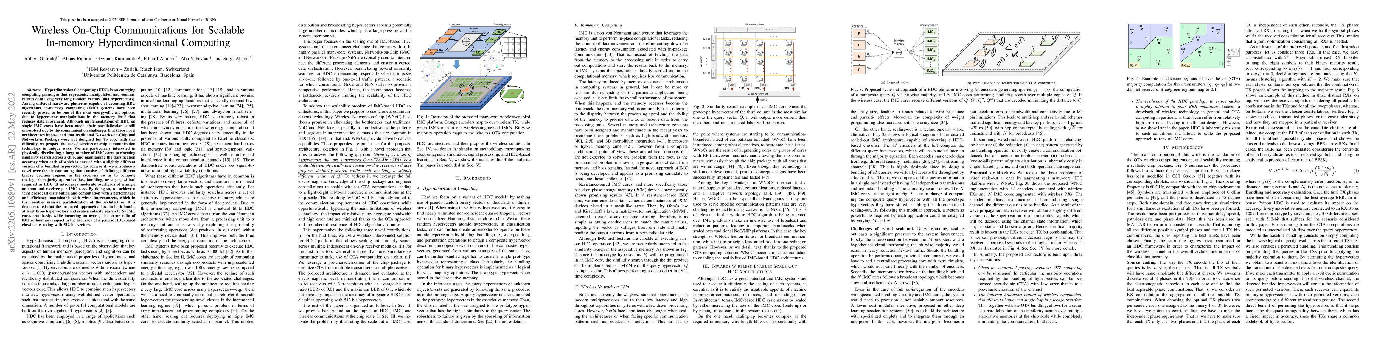 Thumbnail for Wireless On-Chip Communications for Scalable In-memory Hyperdimensional
  Computing