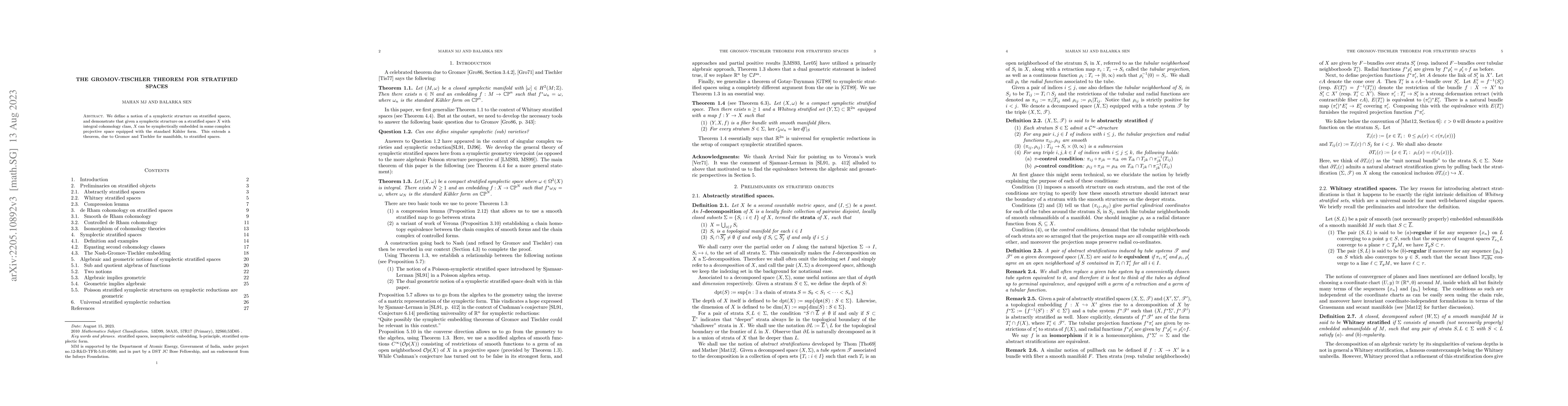 Thumbnail for The Gromov-Tischler theorem for stratified spaces
