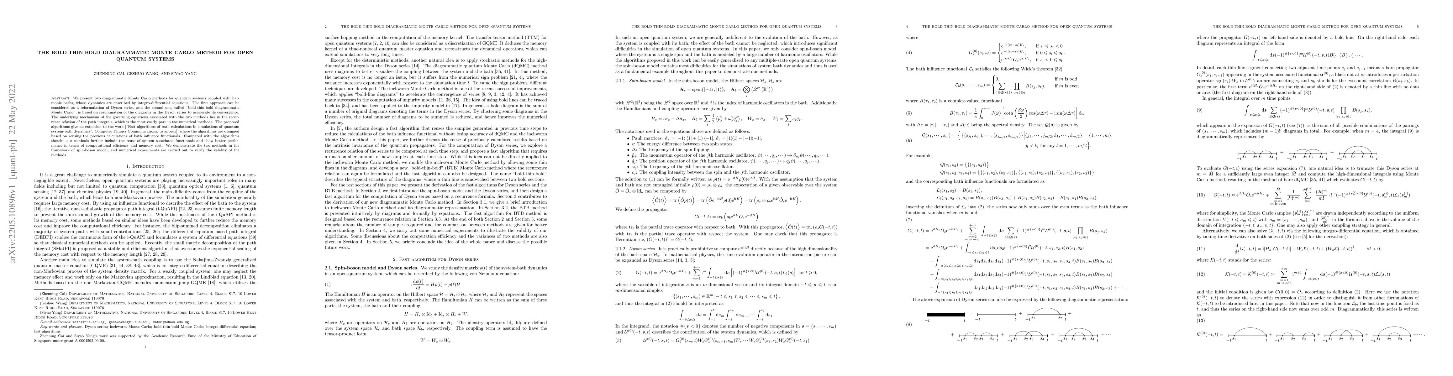 Thumbnail for The Bold-Thin-Bold Diagrammatic Monte Carlo Method for Open Quantum
  Systems