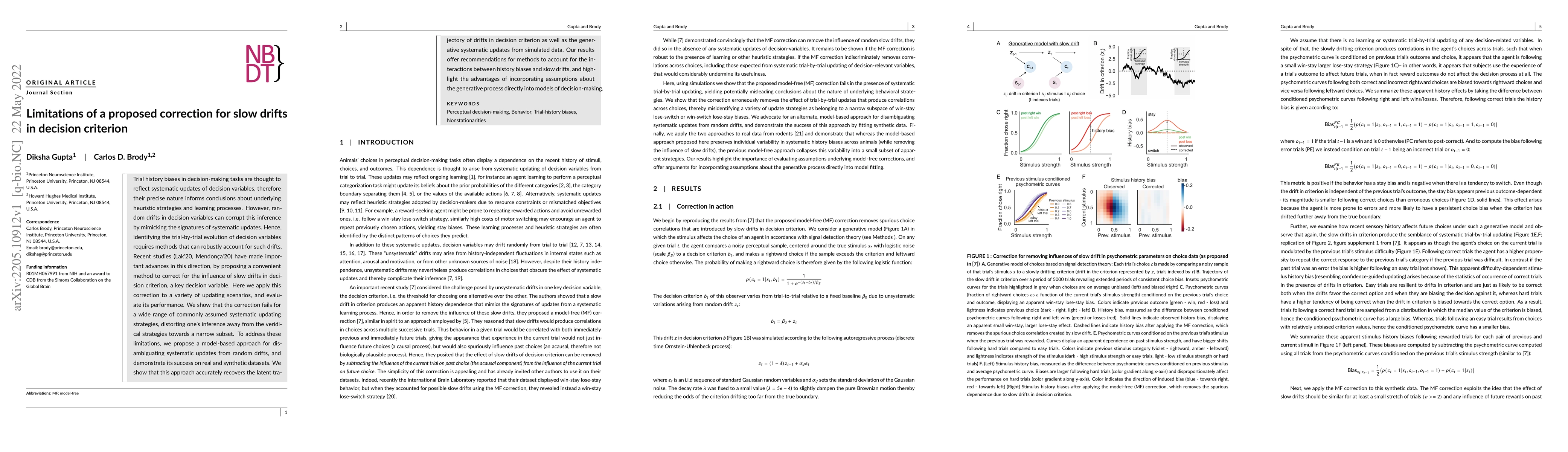Thumbnail for Limitations of a proposed correction for slow drifts in decision
  criterion