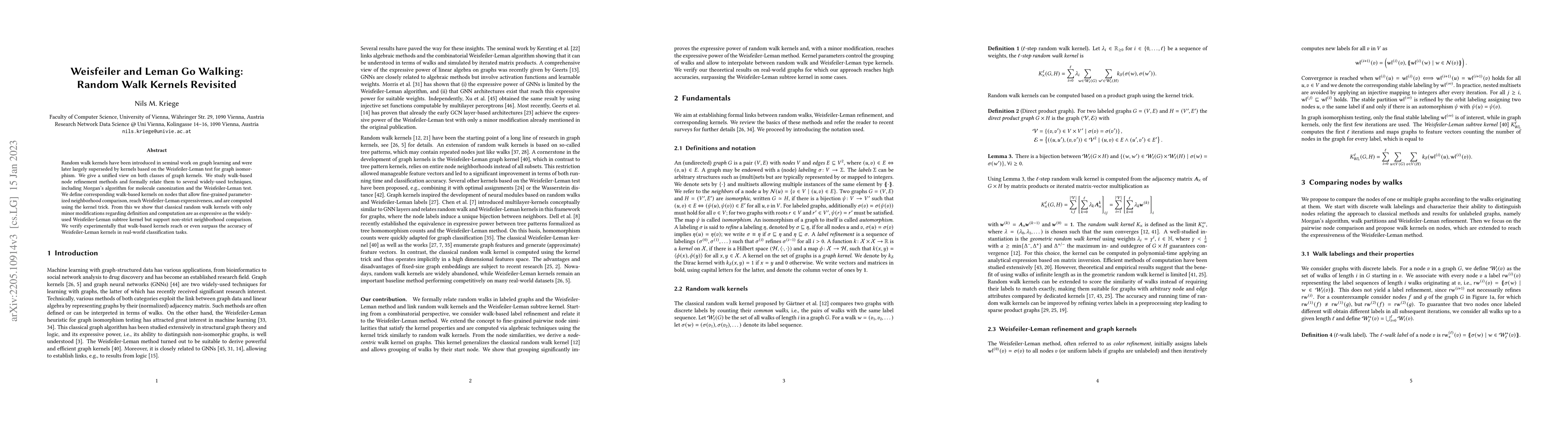 Thumbnail for Weisfeiler and Leman Go Walking: Random Walk Kernels Revisited