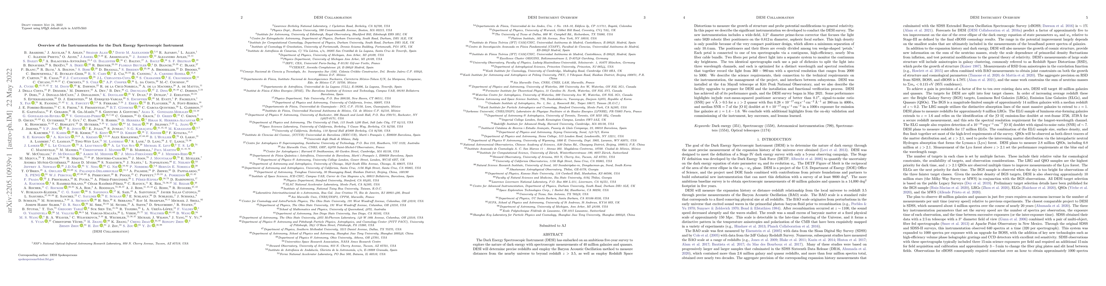 Thumbnail for Overview of the Instrumentation for the Dark Energy Spectroscopic
  Instrument
