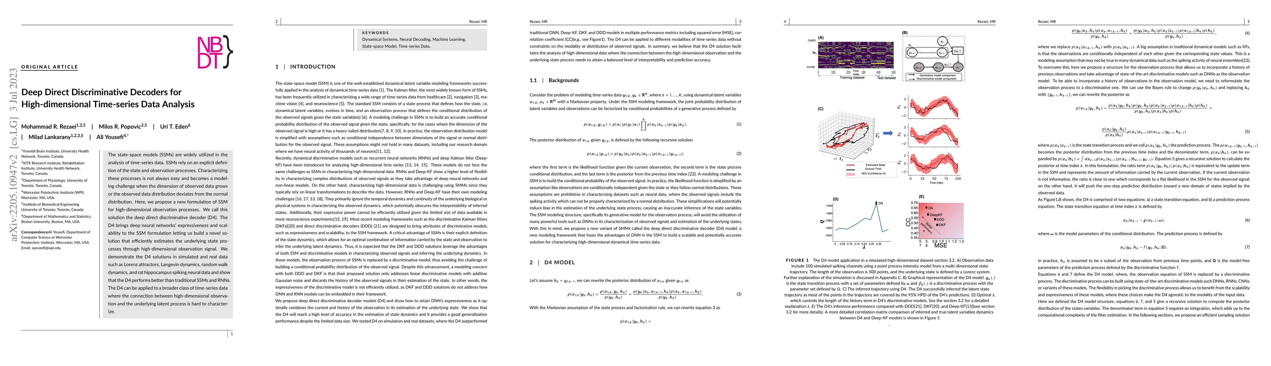 Thumbnail for Deep Direct Discriminative Decoders for High-dimensional Time-series
  Data Analysis