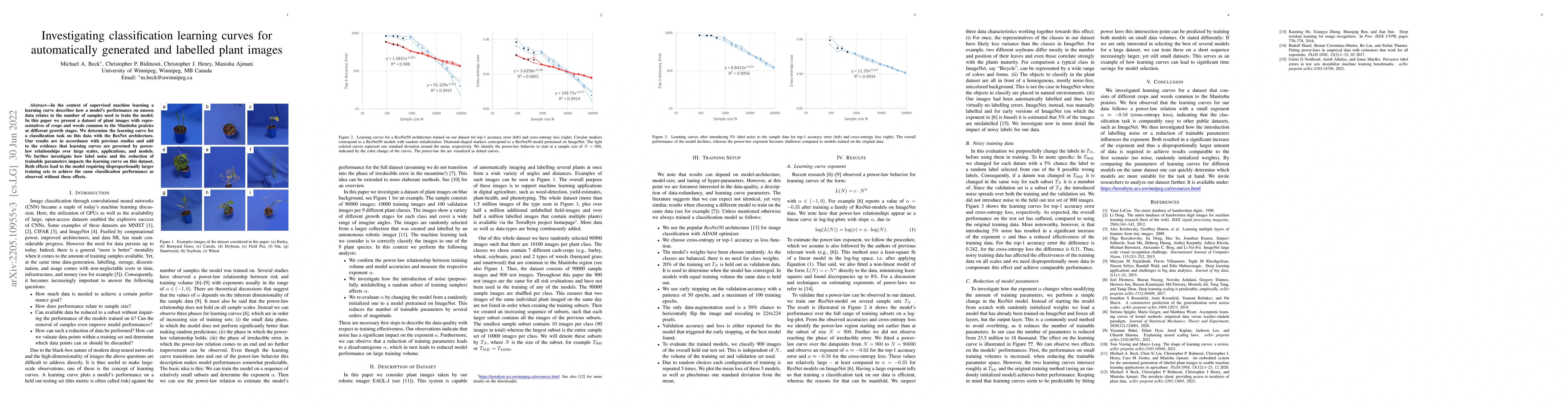 Thumbnail for Investigating classification learning curves for automatically generated
  and labelled plant images
