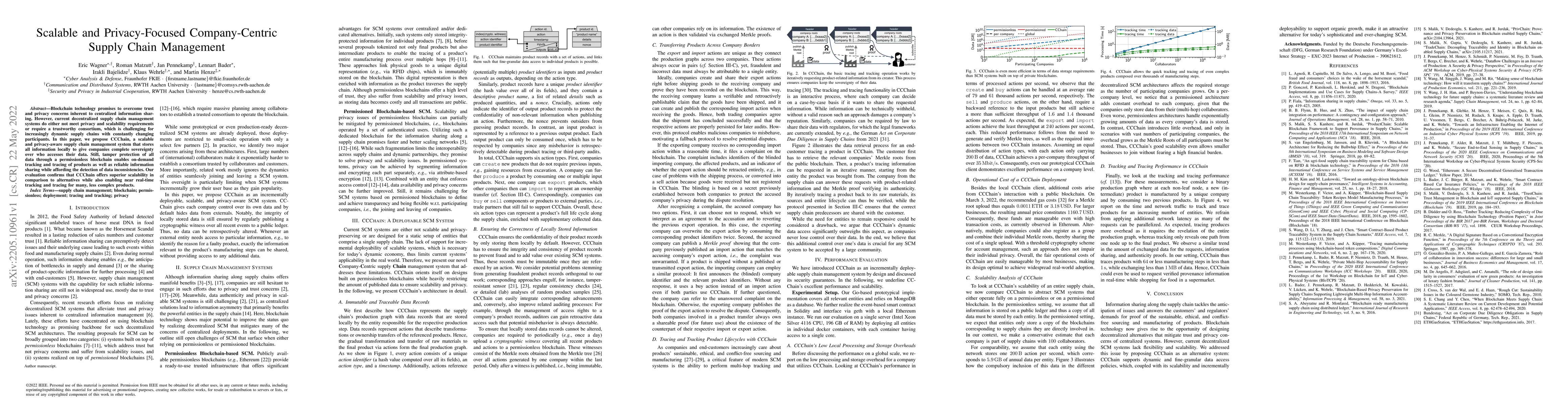 Thumbnail for Scalable and Privacy-Focused Company-Centric Supply Chain Management