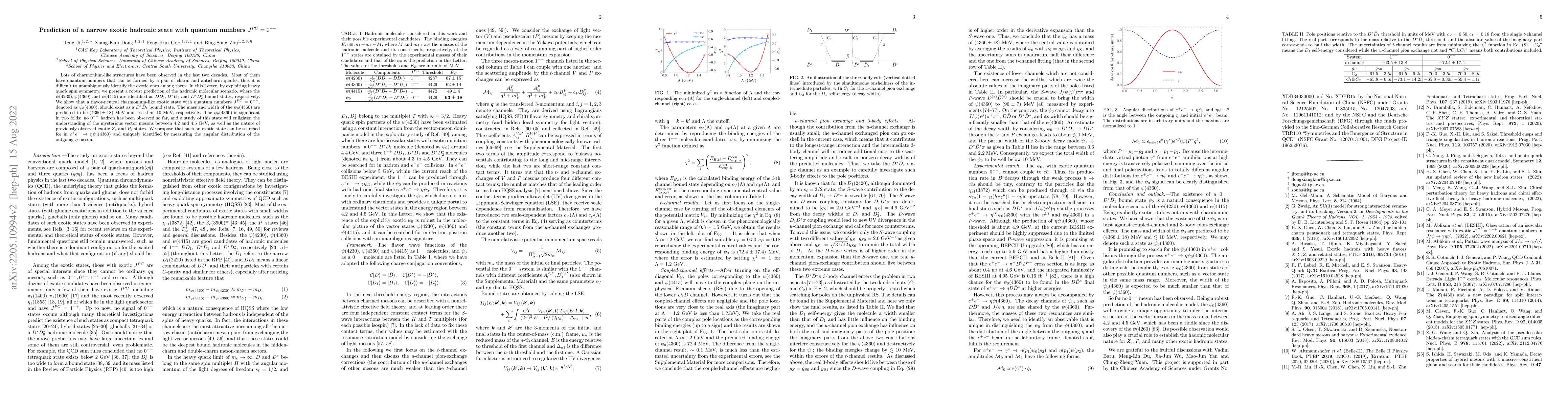 Thumbnail for Prediction of a narrow exotic hadronic state with quantum numbers
  $J^{PC}=0^{--}$